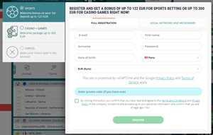 The registration form